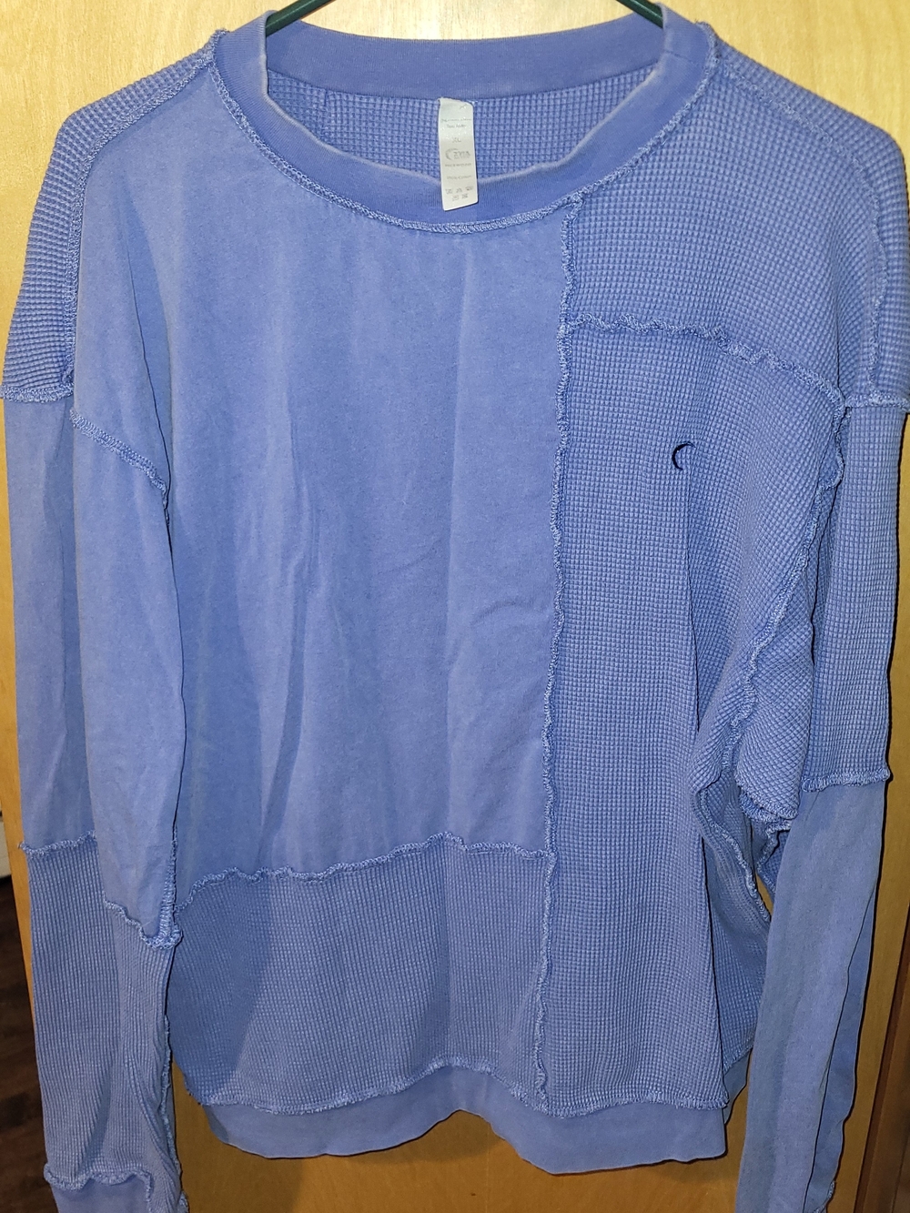 Lavender Patchwork Waffle & Smooth Sweatshirt - Women's